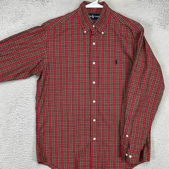 Ralph Lauren Dress Shirt Mens 14.5 32-33 Yarmouth Red Multi Plaid Button Down